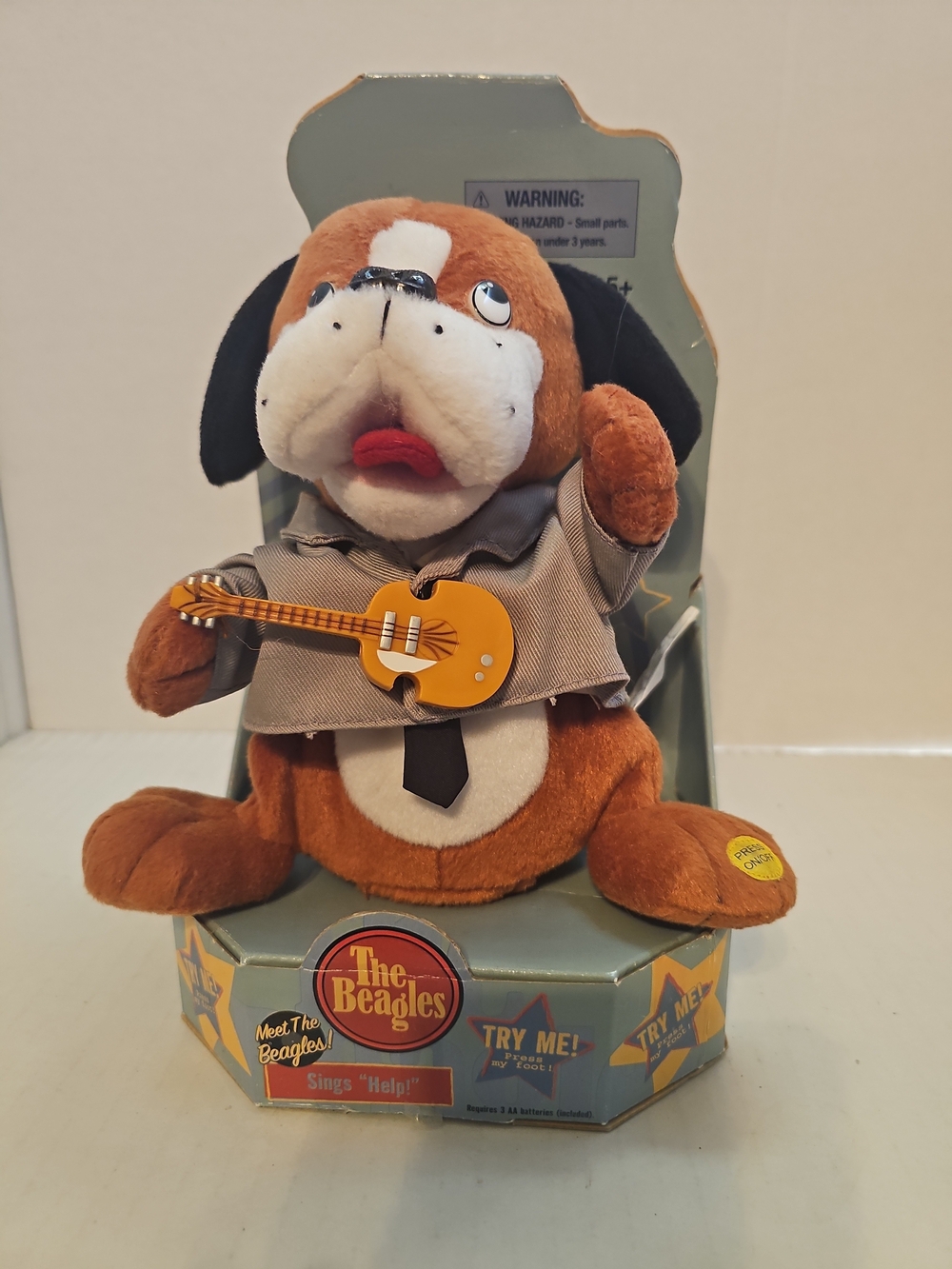 Gemmy Brown Plush Puppy with Yellow Guitar